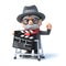 3d Old man with walking frame and clapperboard