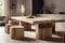 3D. Old wood dining table design Beautiful and contemporary design