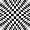 3D optical illusion effect. Distorted chessboard background.