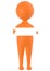 3d orange character holding a small sized white blank banner to the center