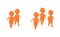 3d orange characters runners , race in white isolated background