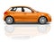 3D Orange Hatchback Car on White Background