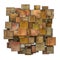 3d orange red brown square tile grunge pattern on white