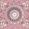 3d ornamental floral seamless Baroque vector mandala pattern. Vintage elegance pink background. Surface line art Damask ornament