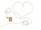 3D outlets with plug, save energy power consumption concept.Plastic double socket and heart shape wire, european safe jack and