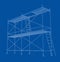 3D outline scaffold. Vector rendering of 3d