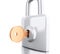 3d Padlock with key. Security concept.