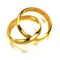 3d Pair of gold rings entwined