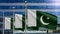 3D, Pakistani flag waving on wind. Close up of Pakistan banner blowing soft silk