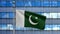 3D, Pakistani flag waving in the wind. Pakistan banner blowing soft silk