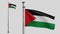 3D, Palestinian flag waving on wind. Palestine banner blowing soft silk