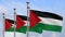 3D, Palestinian flag waving on wind. Palestine banner blowing soft silk