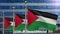 3D, Palestinian flag waving on wind. Palestine banner blowing soft silk.