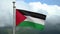 3D, Palestinian flag waving on wind. Palestine banner blowing soft silk.