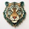 3d Paper Art Deco Tiger Print - Dark Emerald And Beige