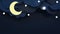 3d Paper cut Clouds,Moon and Stars on Night Sky Blue Background.Sale Header or Voucher Template with Gold Moon,Good night and