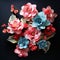3d Paper Floral Arrangement In Teal And Pink