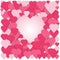 3d paper hearts collage vector card. Pink hearts background.