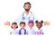 3D pediatrician, family doctor children healthcare concept, vector medical female male character.