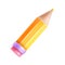 3D pencil icon, crayon pen, vector school office equipment clipart, color painting tool, eraser.
