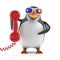 3d Penguin in 3d glasses chatting on the phone