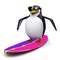3d Penguin goes surfing