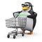 3d Penguin has an empty shopping trolley