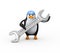 3d penguin holding large wrench