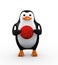 3d penguin holding an orange basketball ball