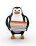 3d penguin holding pile of books