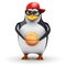 3d Penguin holds basketball