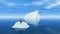 3D penguin on an iceberg in the ocean