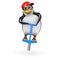 3d Penguin on a pogo stick