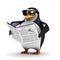 3d Penguin reading a newspaper