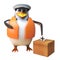 3d penguin sailor captain character casting his vote in the election 3d illustration