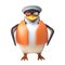 3d penguin sailor captain standing ship shape and ready, 3d illustration