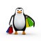 3d penguin and shopping bag