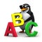 3d Penguin teaches the alphabet