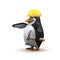3d Penguin wearing a hardhat and working in construction