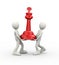 3d people carrying red big chess piece