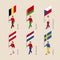 3d people with flags Belgium, Belarus, Czech, Austria, Netherla