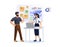 3D people launching advertising campaign isolated cartoon vector illustration. Agency worker meeting client, customer