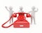 3D people with a red telephone