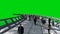 3d people in Sci fi tonnel. Traffic. Concept of future. Green screen . 3d rendering.