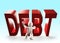 3d people stopping red DEBT word falling, 3D illustration