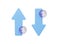 3D Percent arrow icon Growth and reduction. Blue arrow rise and fall. 3d rendering illustration