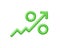 3D Percent and arrow icon. Interest rate, finance, banking, credit and money sphere concept.