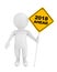3d Person with 2018 Ahead Traffic Sign. 3d Rendering