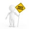 3d Person with 2023 Ahead Traffic Sign. 3d Rendering