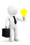 3d person businessman with idea bulb over hand